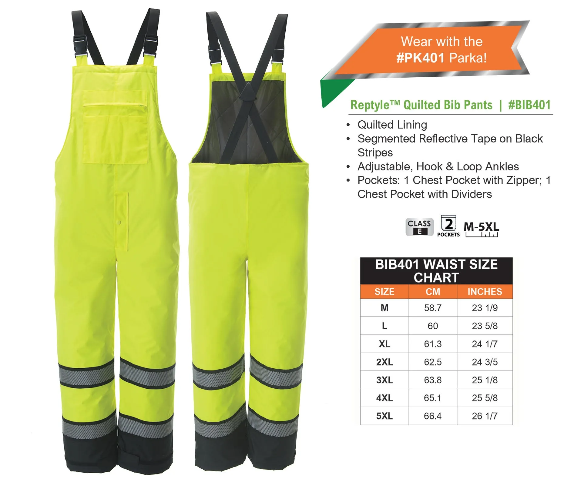 Rain Overalls, Quilted Bib Pants, High-Visibility