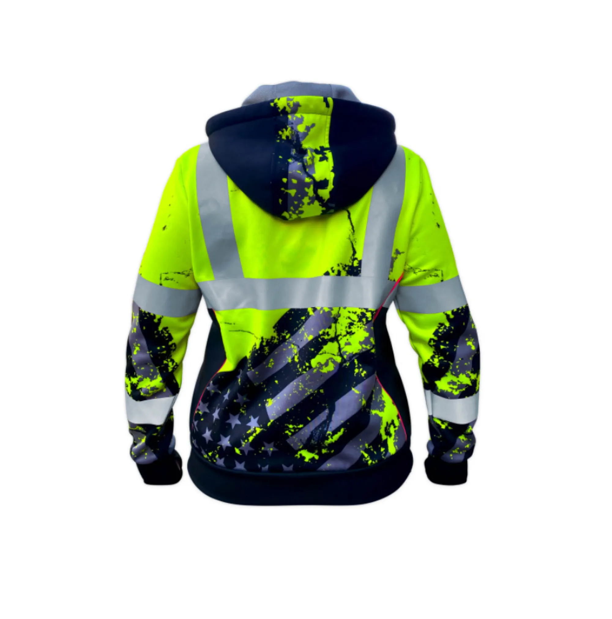 SafetyShirtz Women's SS360º American Grit Class 3 High Visibility Zip Safety Hoodie