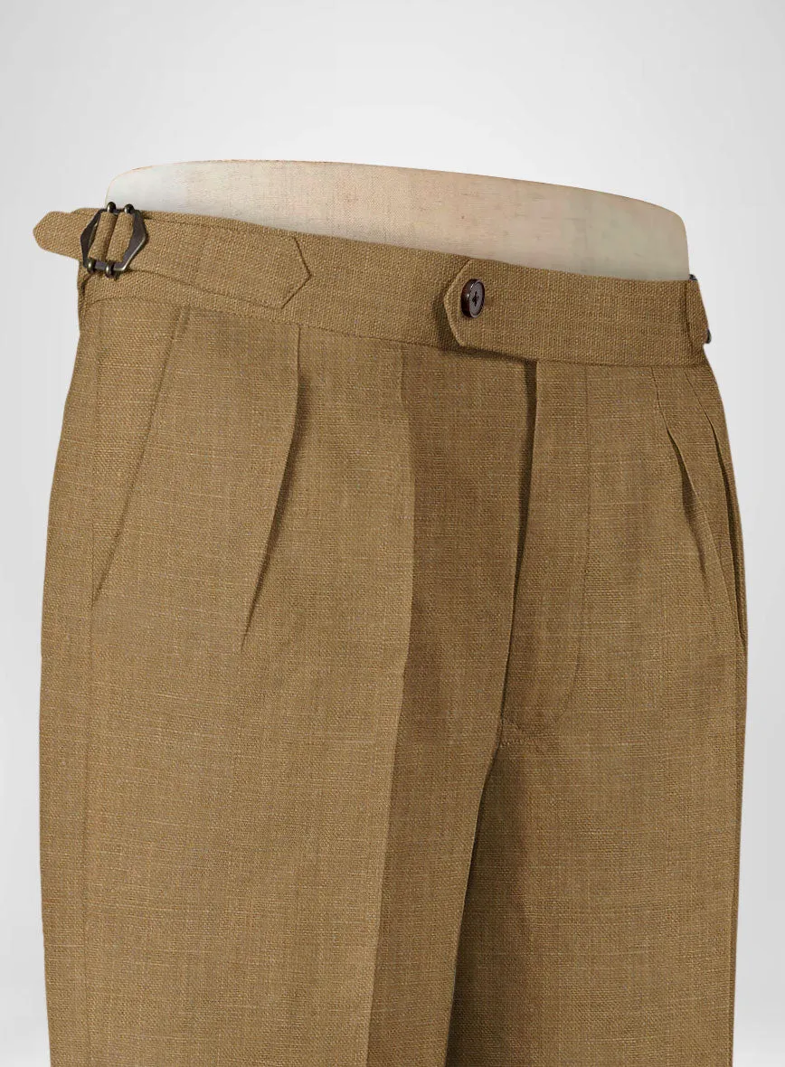 Sepia Brown Linen Highland Trousers