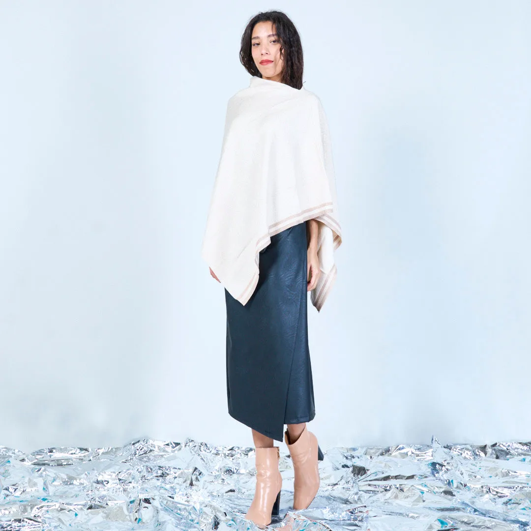 Shimmer knit poncho with asymmetric hem wholesale