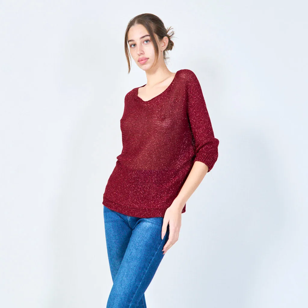 Shimmering loose knit pullover wholesale