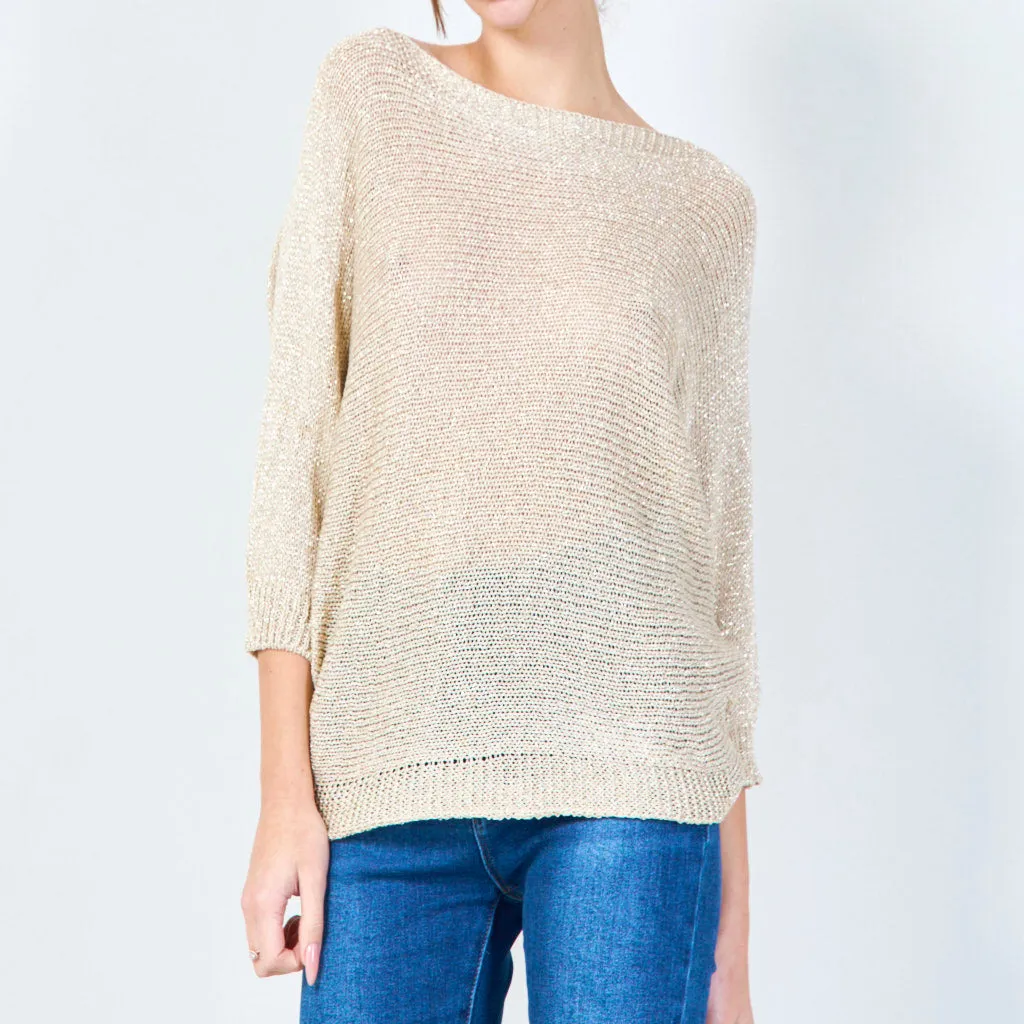 Shimmering loose knit pullover wholesale