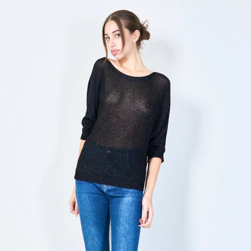 Shimmering loose knit pullover wholesale