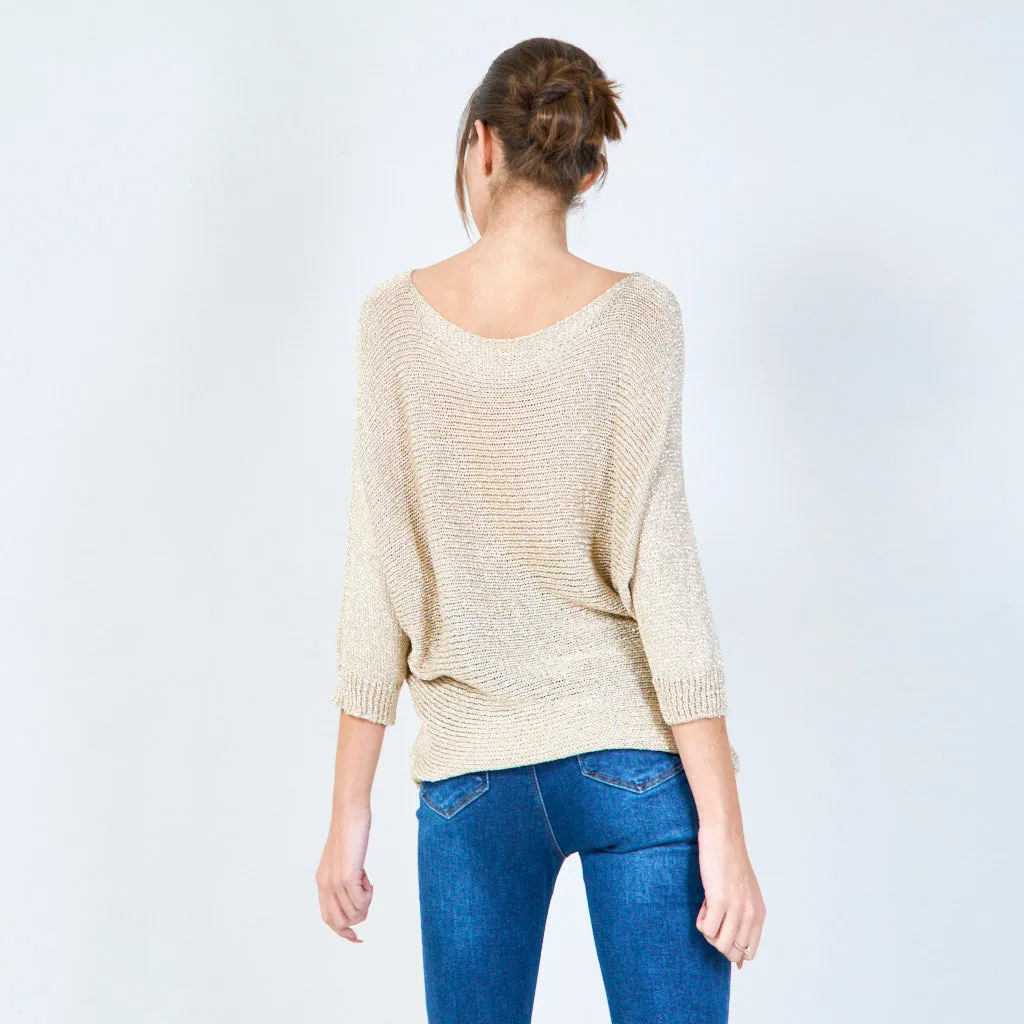 Shimmering loose knit pullover wholesale