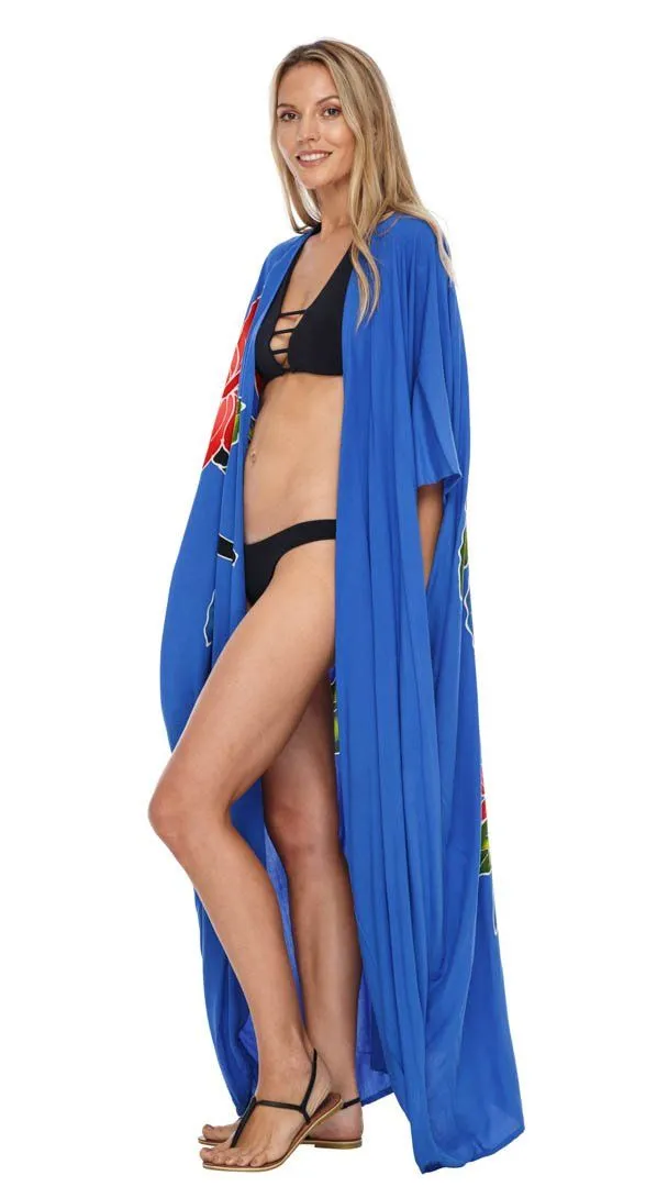 SHU-SHI Women's Floral Kimono Cardigan - Open Front Robe Beach Cover Up One Size