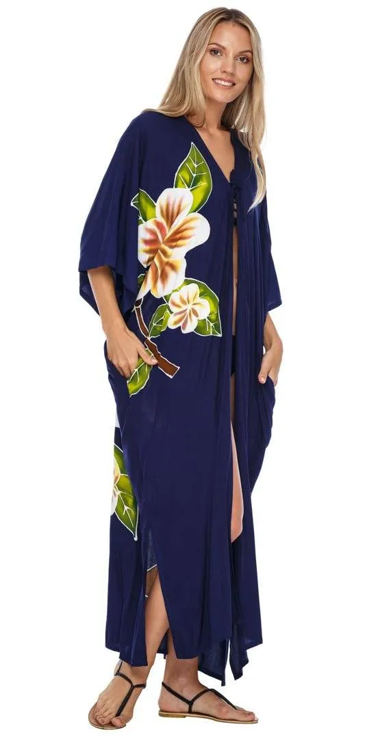 SHU-SHI Women's Kimono Cardigan - Floral Robe Beach Cover-Up, Open Front, One Size