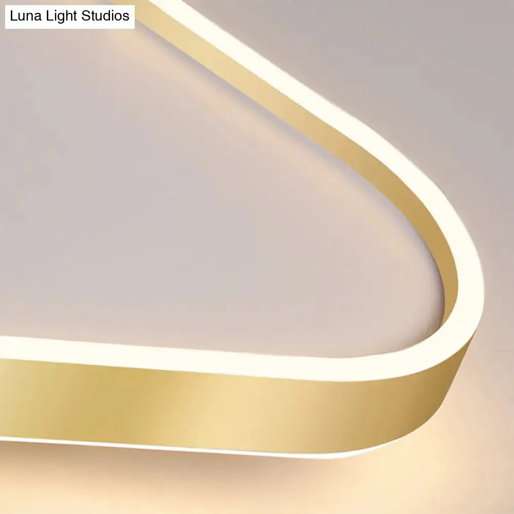 Simplicity Gold LED Flush Mount Ceiling Light with Acrylic Triangular Design