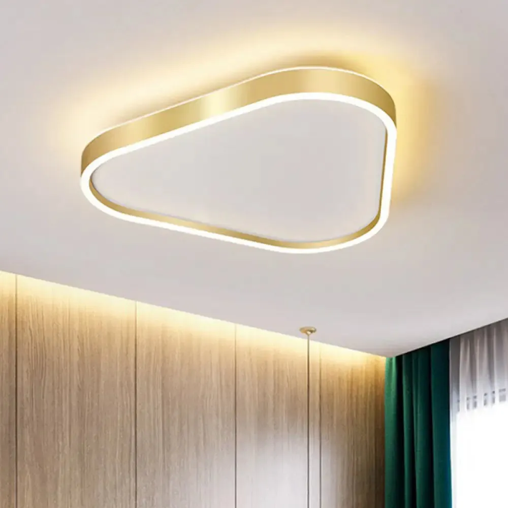 Simplicity Gold LED Flush Mount Ceiling Light with Acrylic Triangular Design