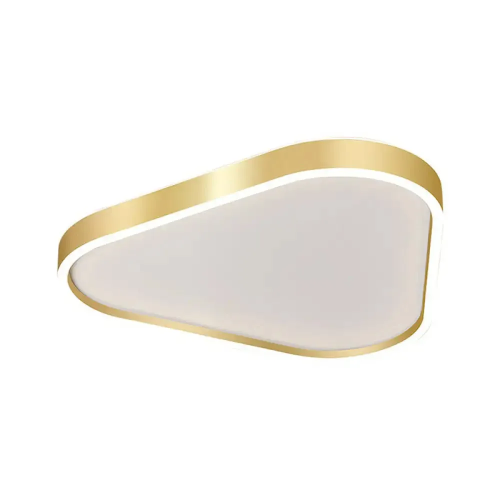 Simplicity Gold LED Flush Mount Ceiling Light with Acrylic Triangular Design