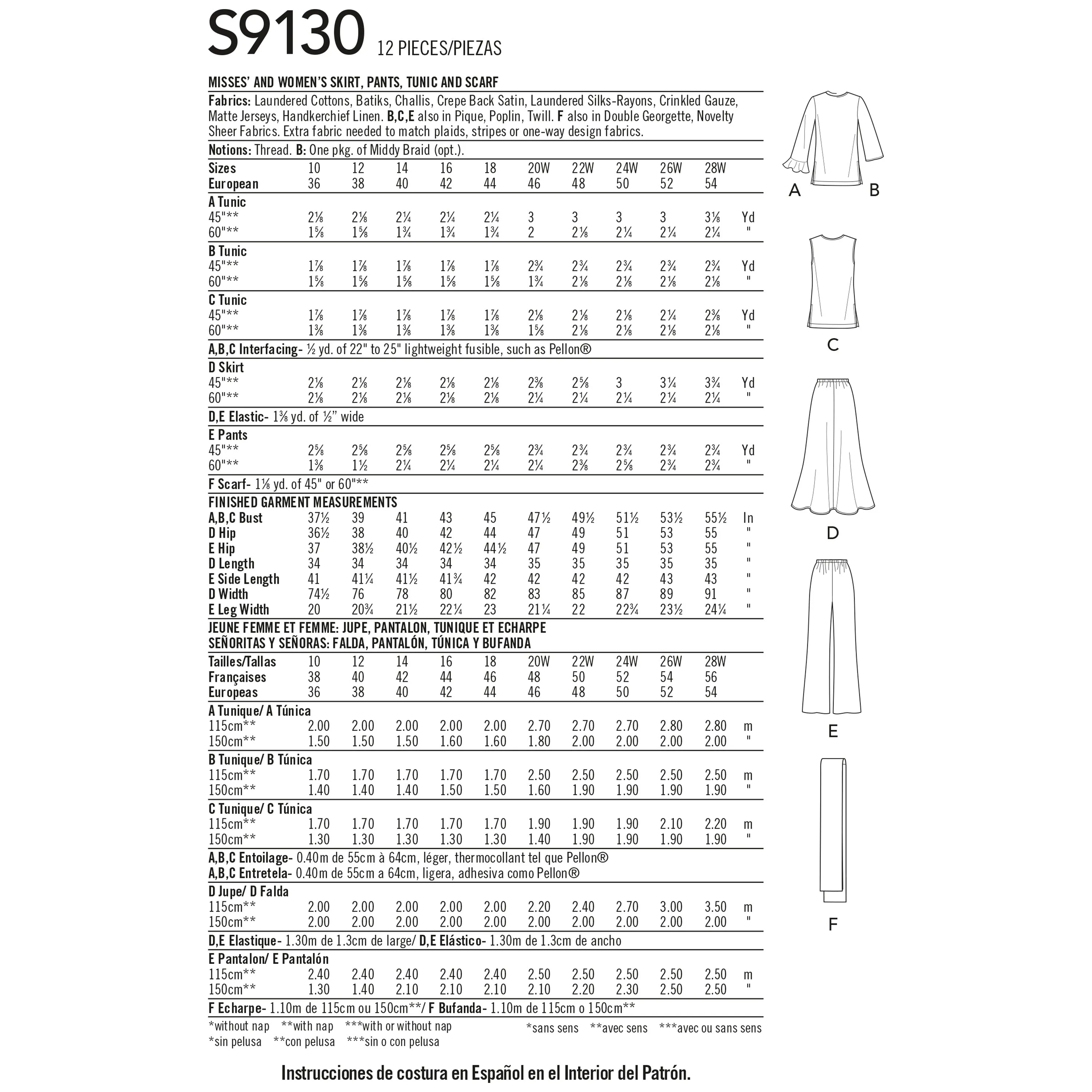 Simplicity Pattern 9130 Misses' & Women's Tops & Bottoms