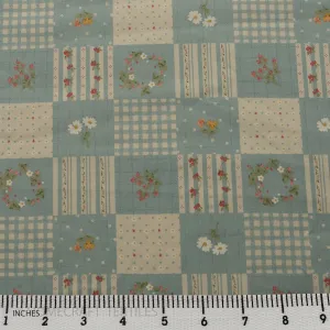 Sky Floral Checkers Cotton Print