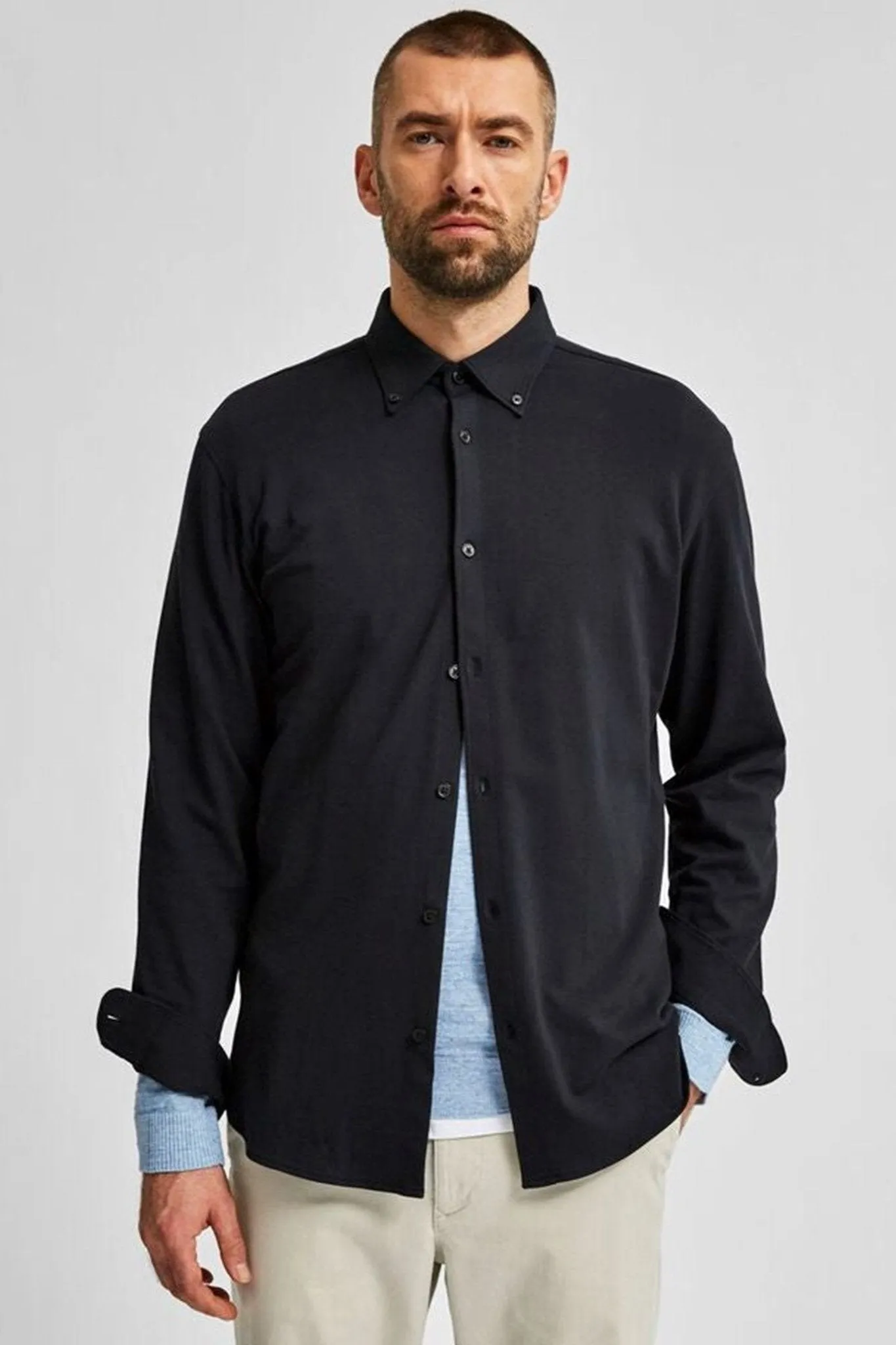 Slim fit shirt in organic cotton - Black