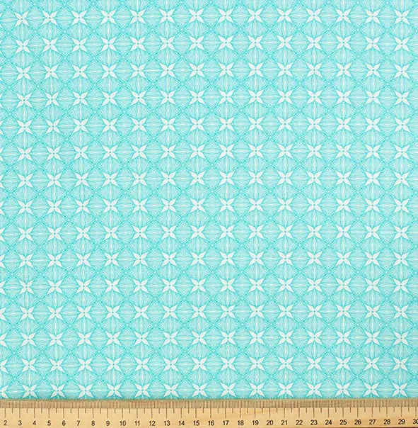 Spring Blooms Collection #12 Blue Geometric Line Floral Cotton Prints