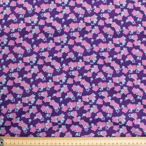 Stof Fabrics Lovely Style Floral on Purple Cotton Prints