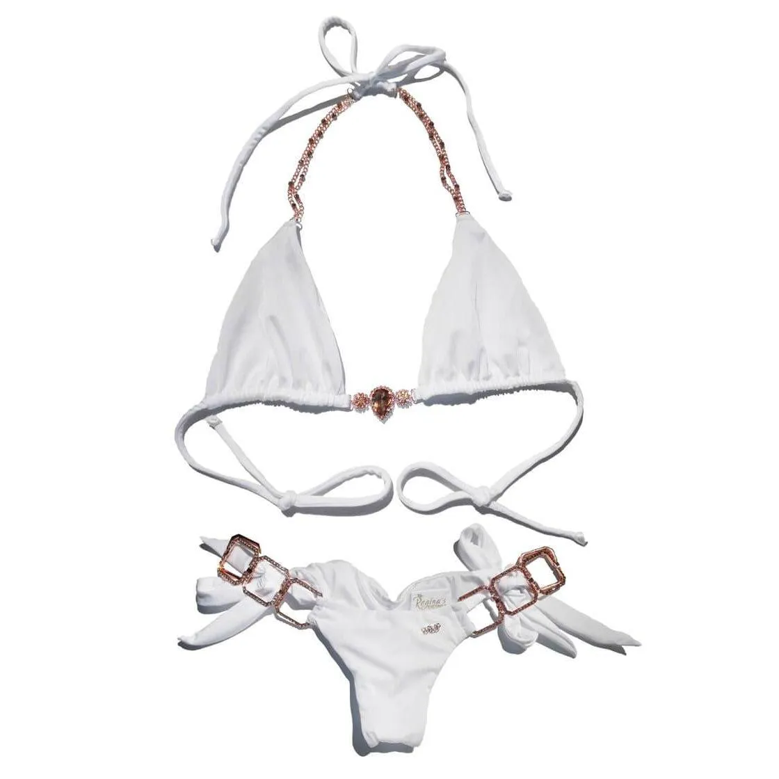 Tessa Triangle Top & Tie Side Bottom - White