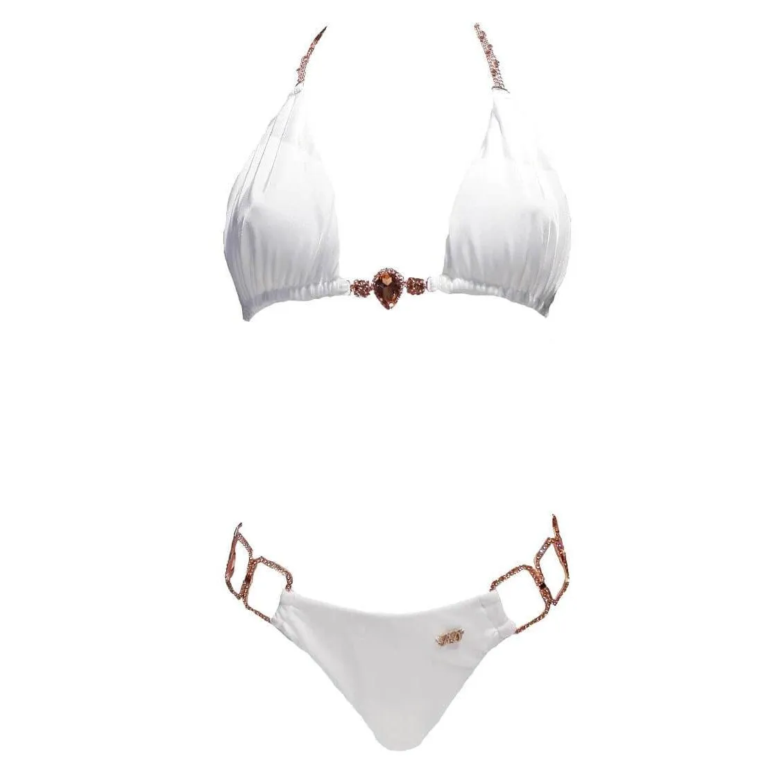 Tessa Triangle Top & Tie Side Bottom - White