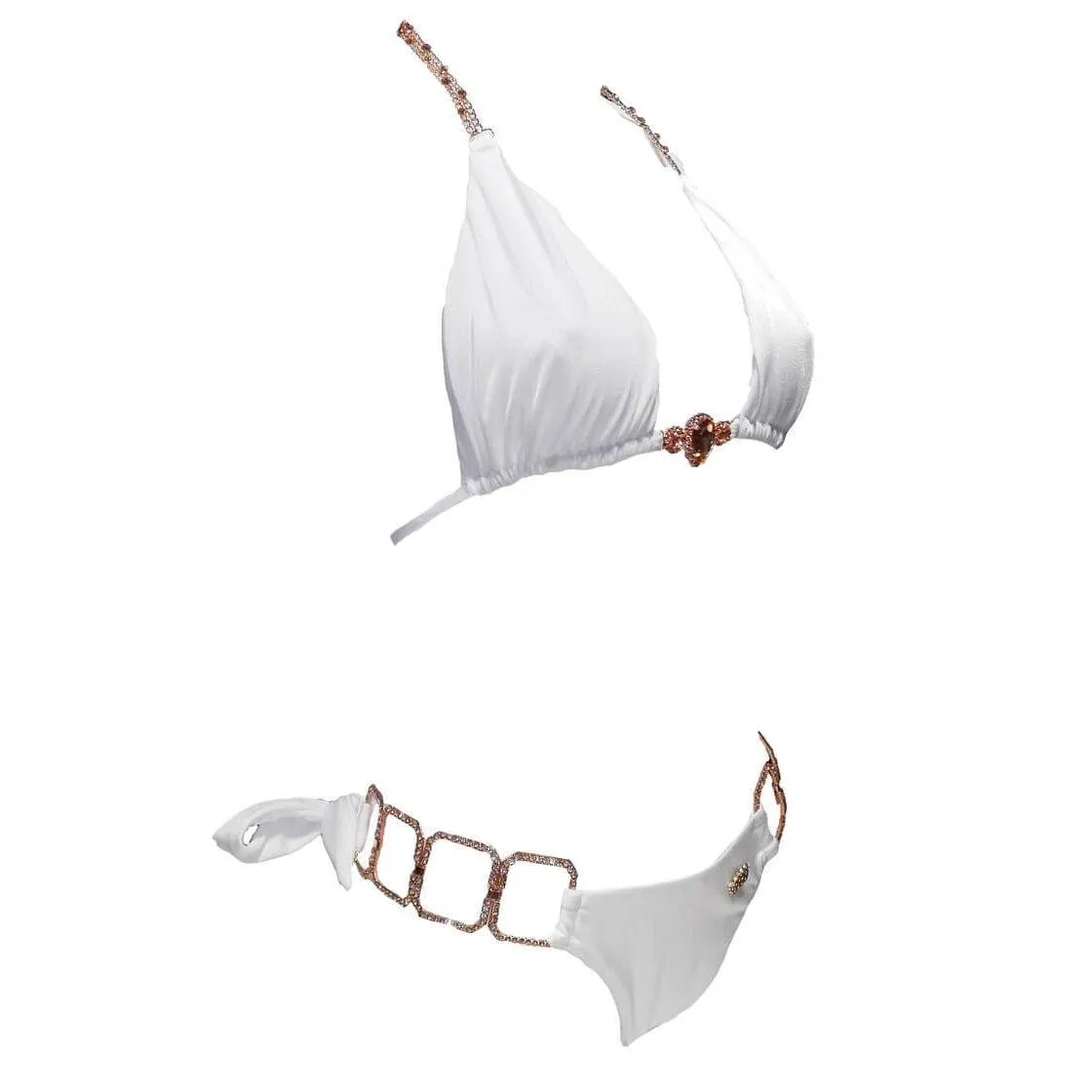 Tessa Triangle Top & Tie Side Bottom - White