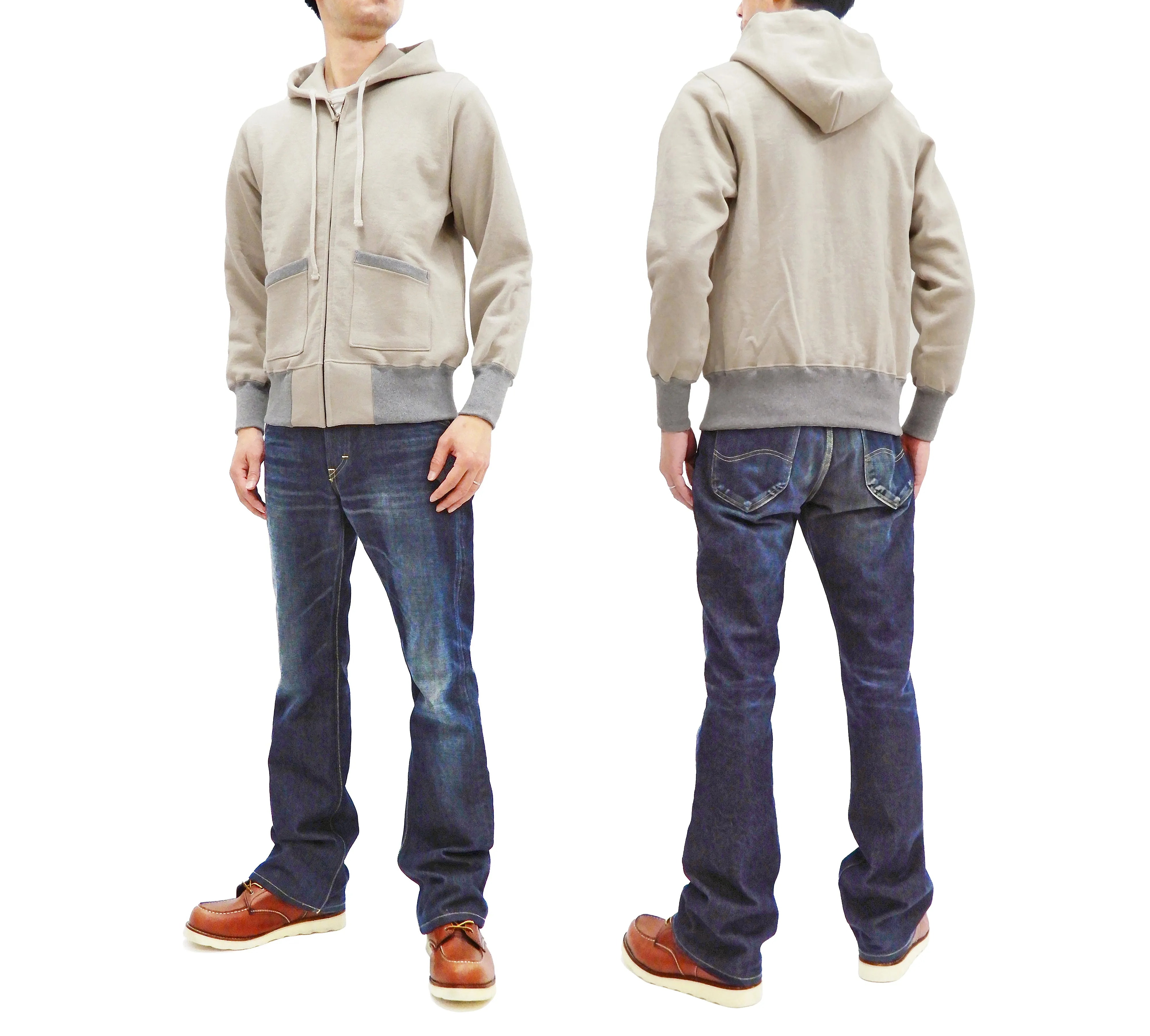 TOYS McCOY Hoodie Men's Vintage inspired Plain Zip Front Hooded Sweatshirt TMC2065 040-Sand