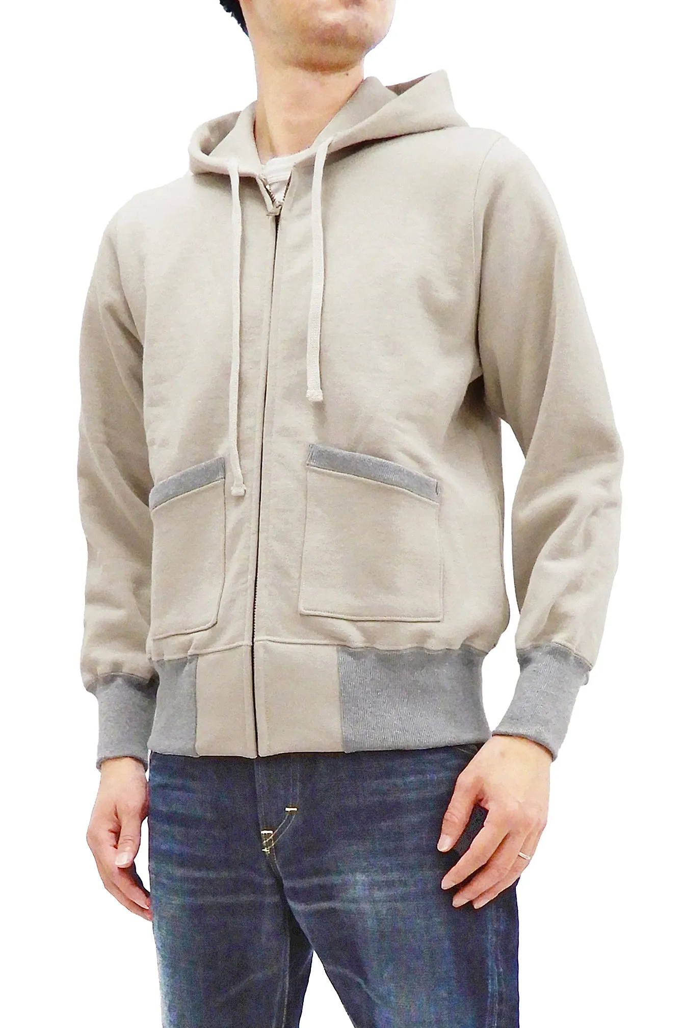 TOYS McCOY Hoodie Men's Vintage inspired Plain Zip Front Hooded Sweatshirt TMC2065 040-Sand