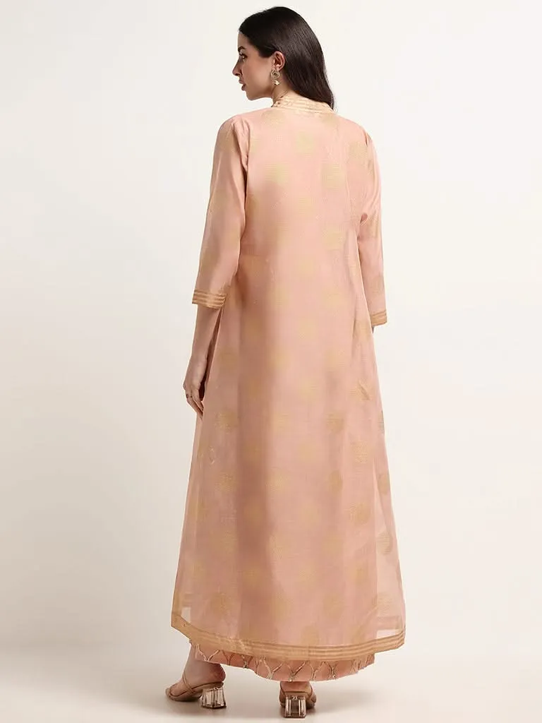 Vark Peach Maxi Dress with Overlay Jacket Set