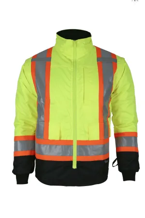 Viking Men's Handyman® Waterproof Class 1 Hi-Vis 7-in-1 Rain Jacket_Hi-Vis Green