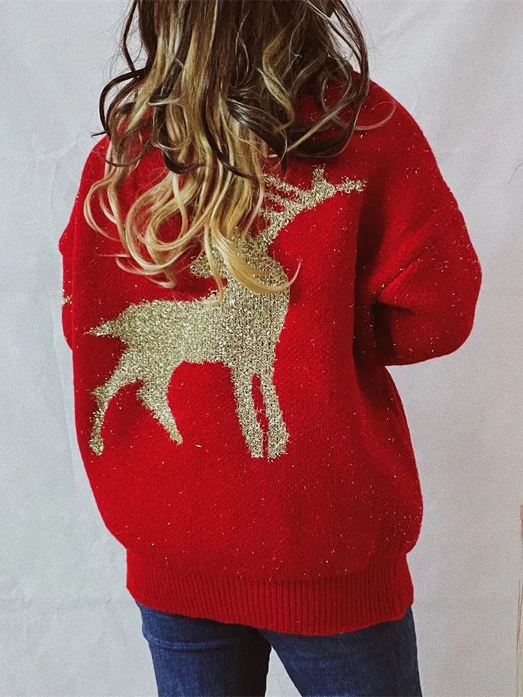 Wenkouban-Christmas Thanksgiving outfits_Warm Chic O-Neck Long Sleeve Knitted Christmas Christmas Sweater