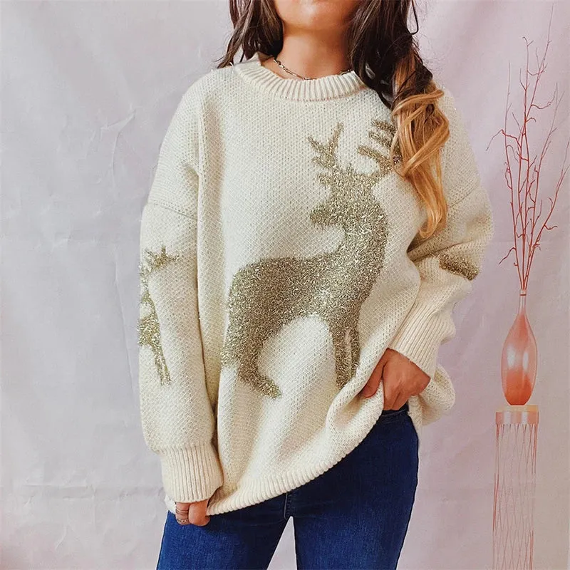 Wenkouban-Christmas Thanksgiving outfits_Warm Chic O-Neck Long Sleeve Knitted Christmas Christmas Sweater