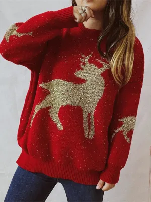 Wenkouban-Christmas Thanksgiving outfits_Warm Chic O-Neck Long Sleeve Knitted Christmas Christmas Sweater