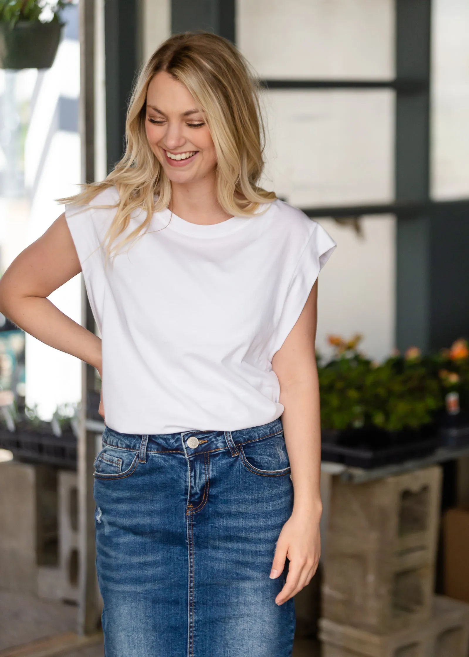 White Cotton Short Sleeve Top - FINAL SALE