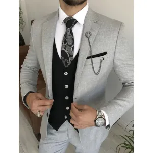 Wiaofellas  -  Men Suits Solid 3 Piece Fashion Notch Lapel Single Breasted Party Wedding Tuxedo Formal Elegant Business Casual Slim Male Suit