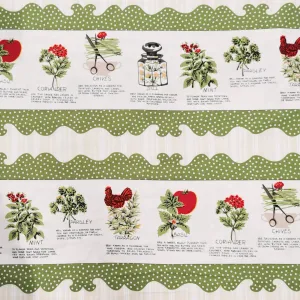 Wilmington Prints Coleslaw Vegetable with Green Stripe Cotton Prints