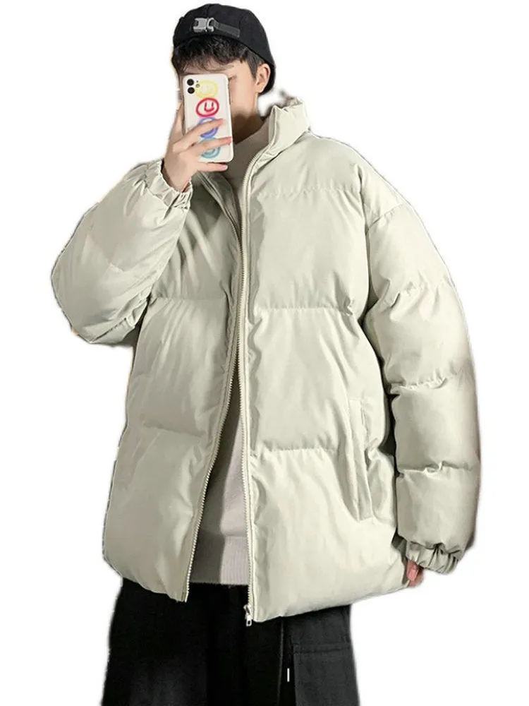 Winter Jacket Men Parkas Thicken Warm Coat Mens Stand Collar Solid Color Casual Parka Fashion New Streetwear Oversize