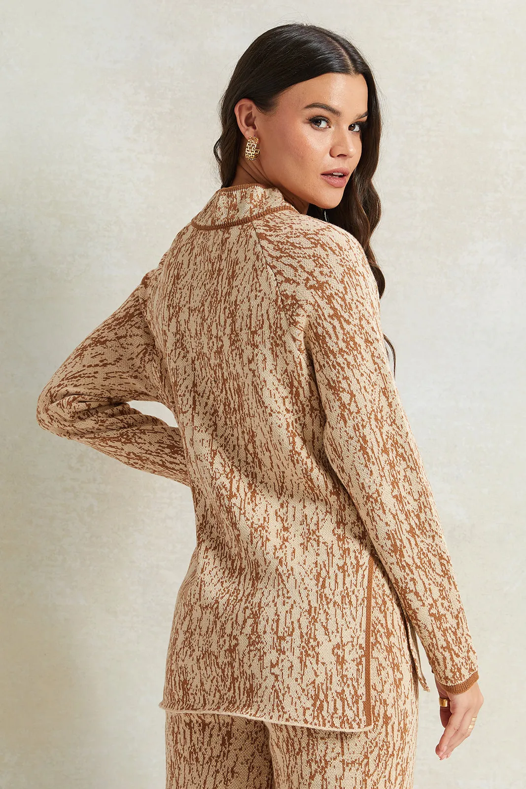 Women Brown Jacquard Pullover