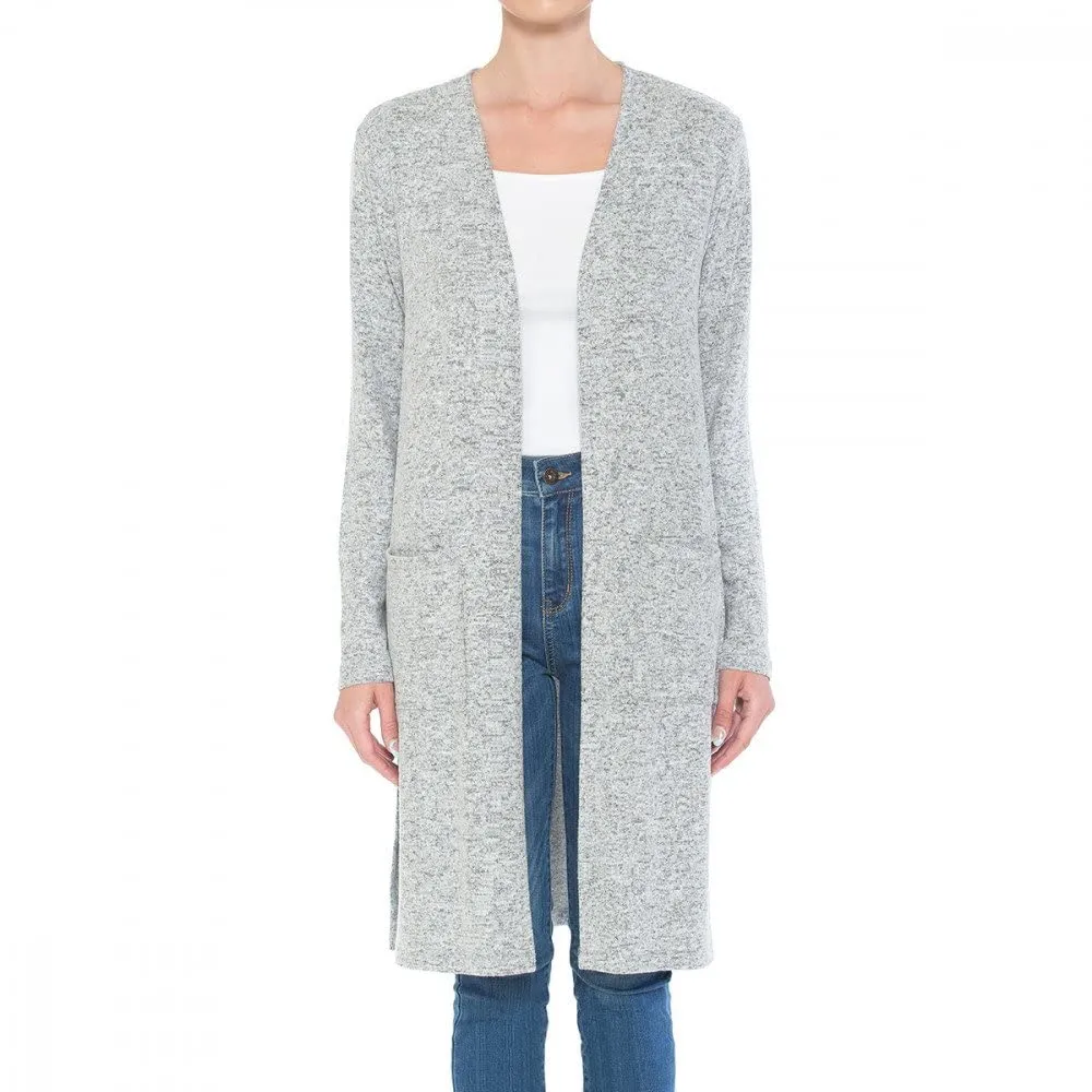 Women's Brushed Hacci Double Pocket Long Sleeve Duster Cardigan