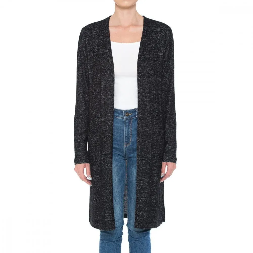 Women's Brushed Hacci Double Pocket Long Sleeve Duster Cardigan