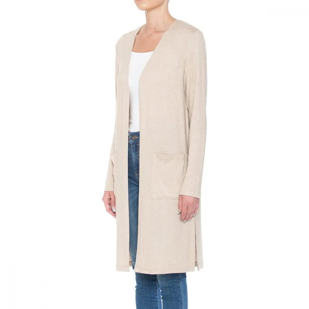 Women's Brushed Hacci Double Pocket Long Sleeve Duster Cardigan