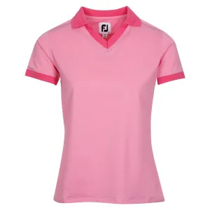 Womens Short Sleeve Open Collar Pink - AW24