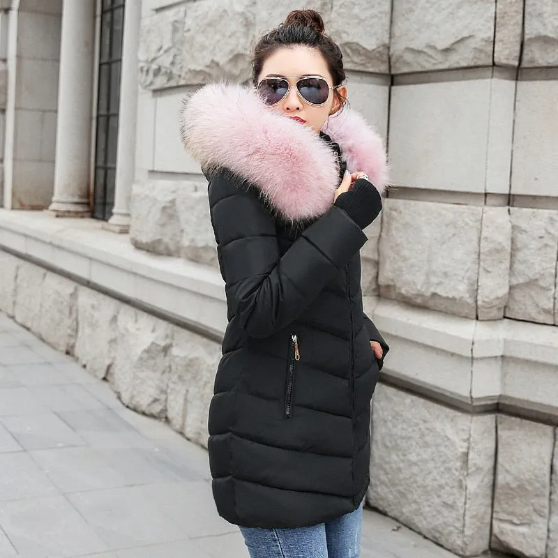 womens winter jackets and coats 2018 Parkas for women 4 Colors Wadded Jackets warm Outwear With a Hood Large Faux Fur Collar