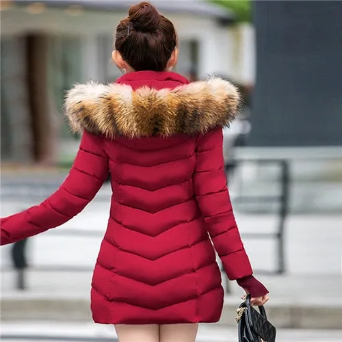 womens winter jackets and coats 2018 Parkas for women 4 Colors Wadded Jackets warm Outwear With a Hood Large Faux Fur Collar