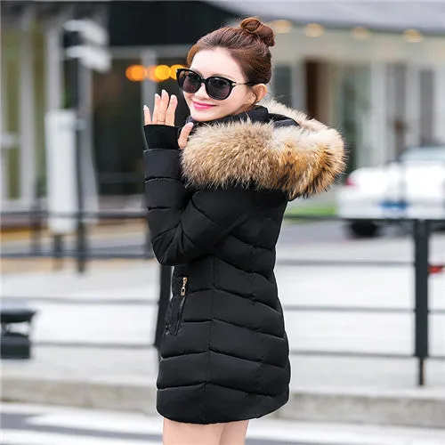 womens winter jackets and coats 2018 Parkas for women 4 Colors Wadded Jackets warm Outwear With a Hood Large Faux Fur Collar