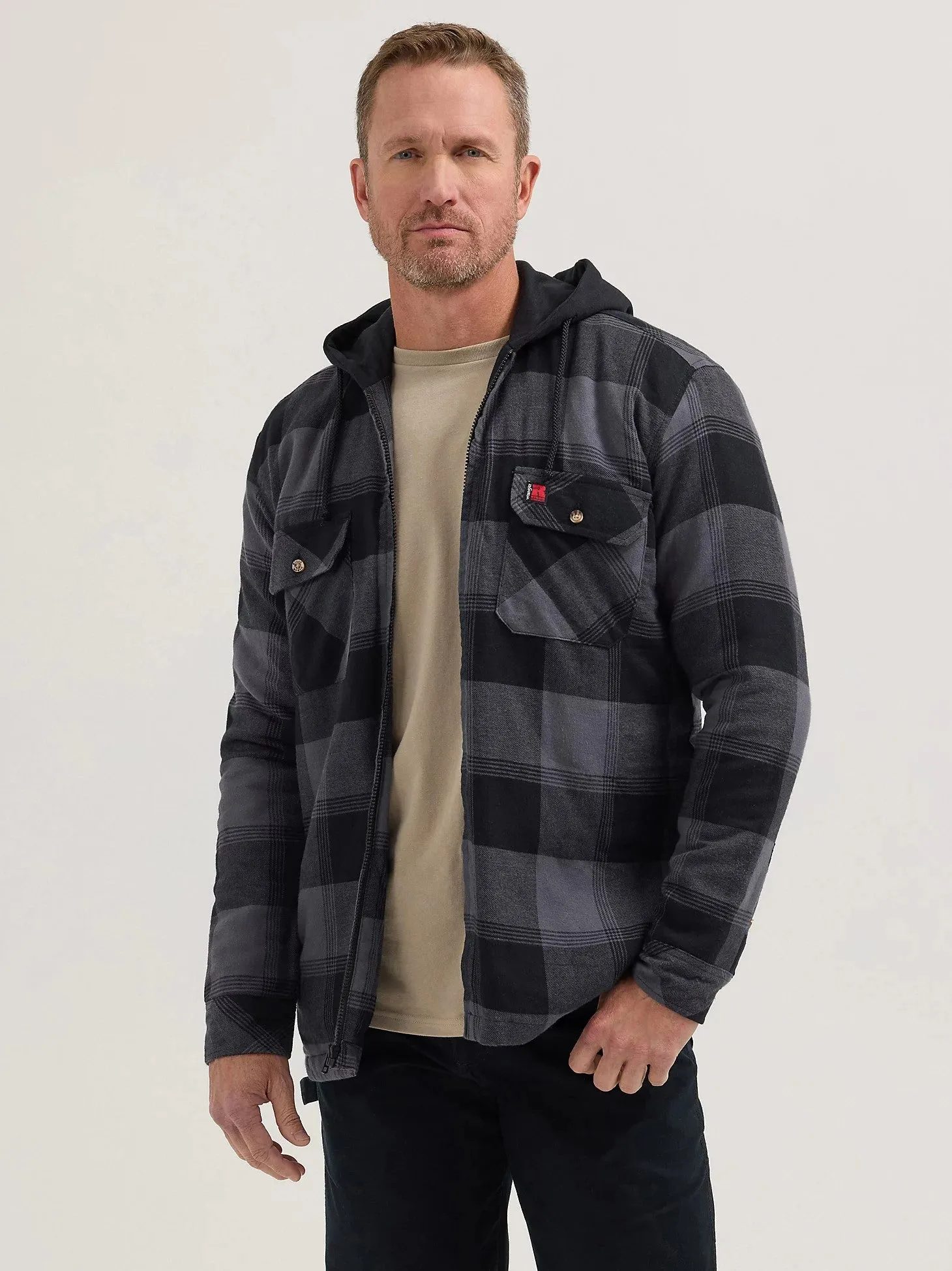 Wrangler RIGGS Men's Relaxed Fit Hooded Full-Zip Flannel Work Jacket